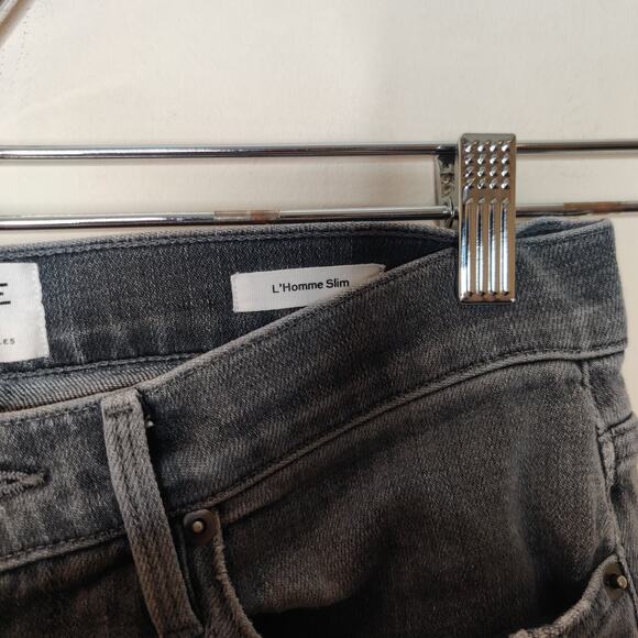 FRAME L'Homme Slim Straight Jeans Gray Stretch Denim - Picture 7 of 10